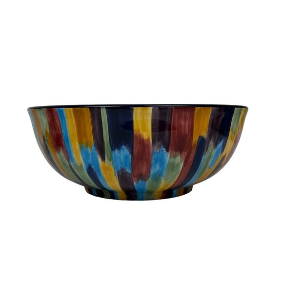 Tabletops Lifestyles Madrid Collection Serving Bowl Hand-Painted 11" - Picture 3 of 8